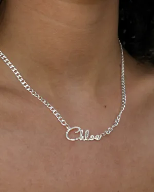 Script Name Necklace with Cuban Chain