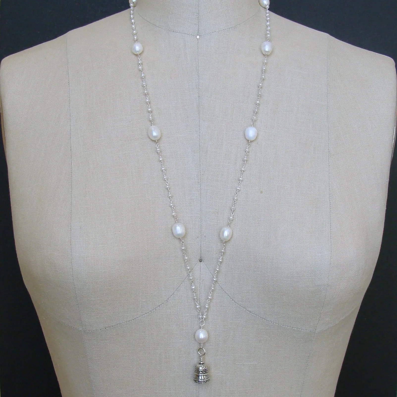 Seed Pearl Baroque Pearl Mom Bell Necklace - Mom II Bell Necklace