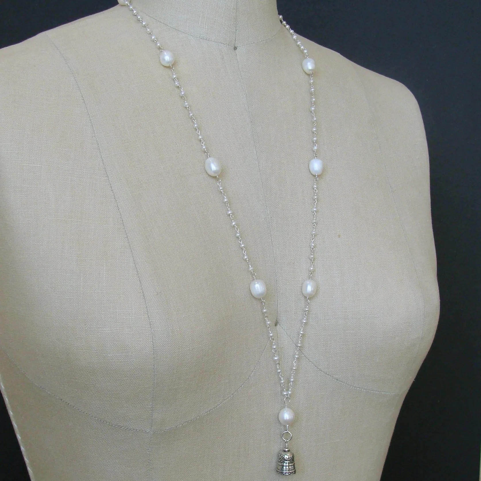 Seed Pearl Baroque Pearl Mom Bell Necklace - Mom II Bell Necklace