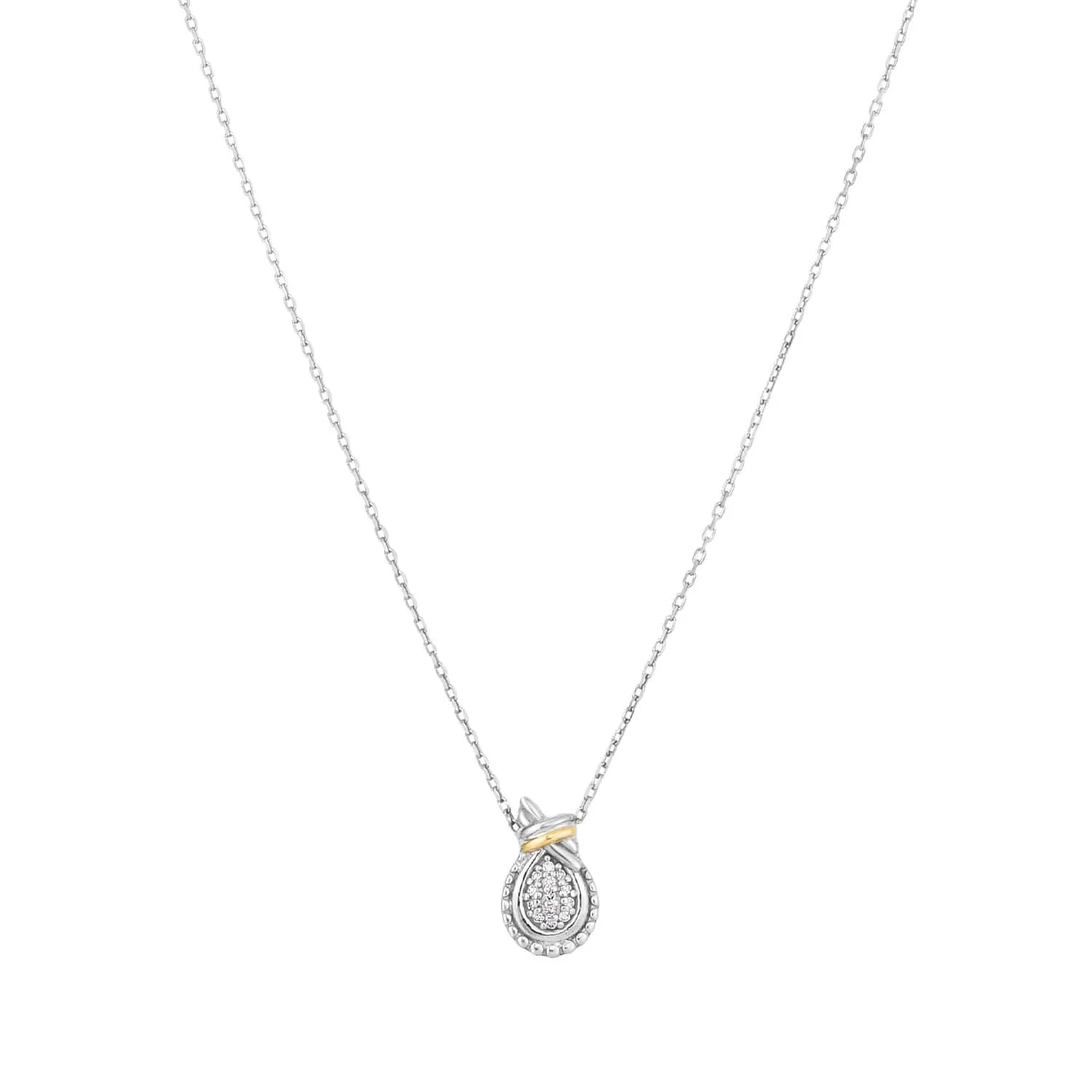Silver & 18K Gold Prosecco Love Knot Diamond Necklace