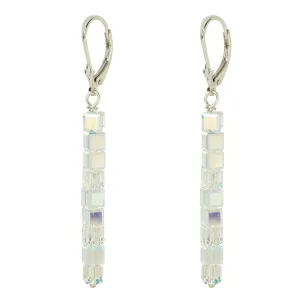 Silver Crystal Line Earrings