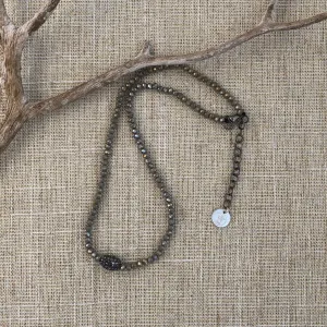Silver Crystals Necklace with an oblong pave embellished beads in the center 310-20 Erika Williner Designs