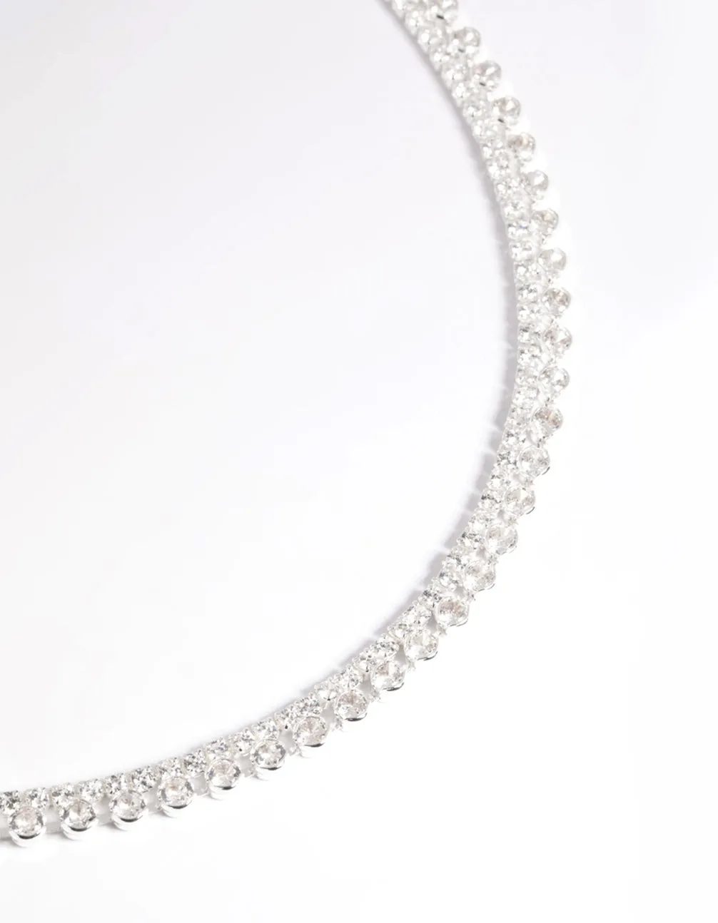 Silver Double Row Tennis Necklace