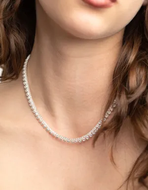 Silver Double Row Tennis Necklace