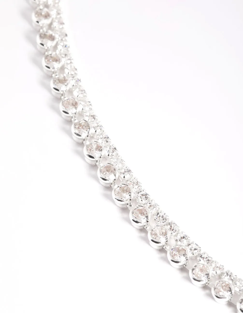 Silver Double Row Tennis Necklace