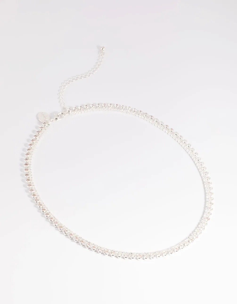 Silver Double Row Tennis Necklace