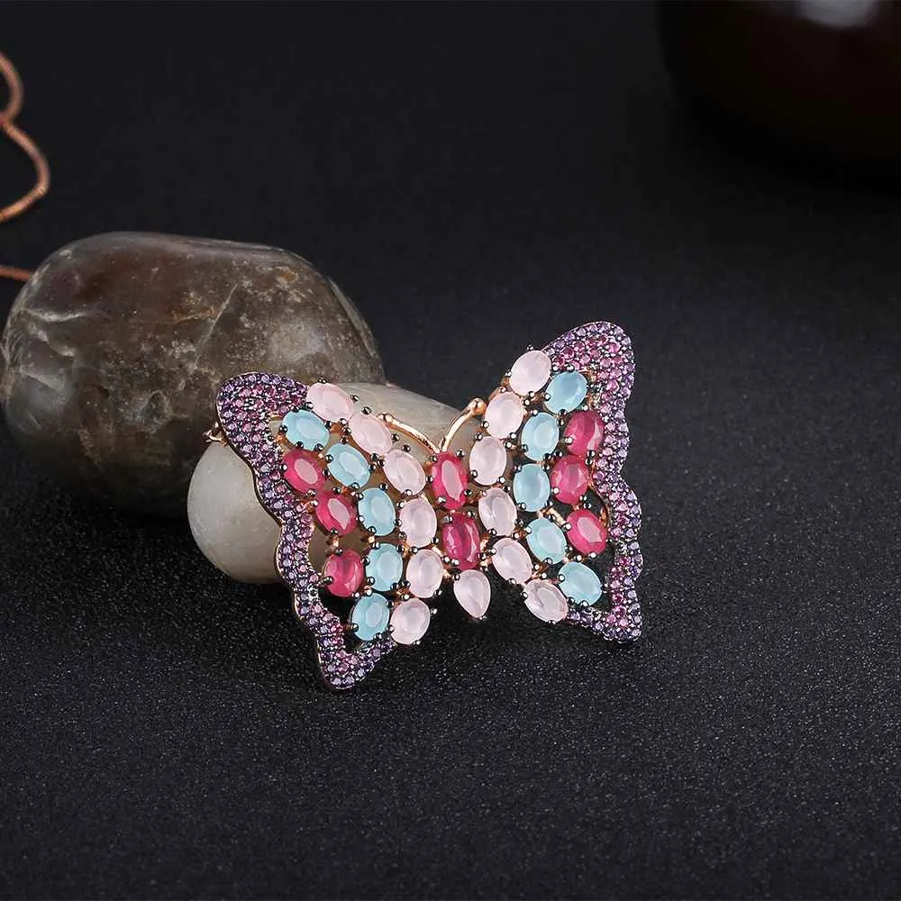 Silver Gold Necklaces Pendants Butterfly Cubic Zirconia For Women Lady Jewelry Party Decoration choker