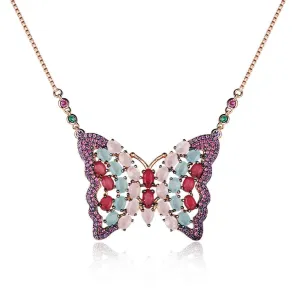 Silver Gold Necklaces Pendants Butterfly Cubic Zirconia For Women Lady Jewelry Party Decoration choker