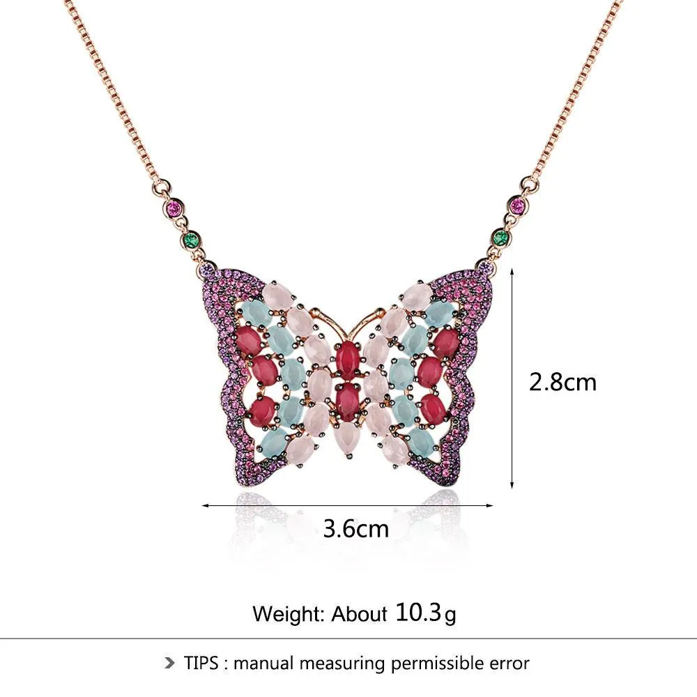 Silver Gold Necklaces Pendants Butterfly Cubic Zirconia For Women Lady Jewelry Party Decoration choker