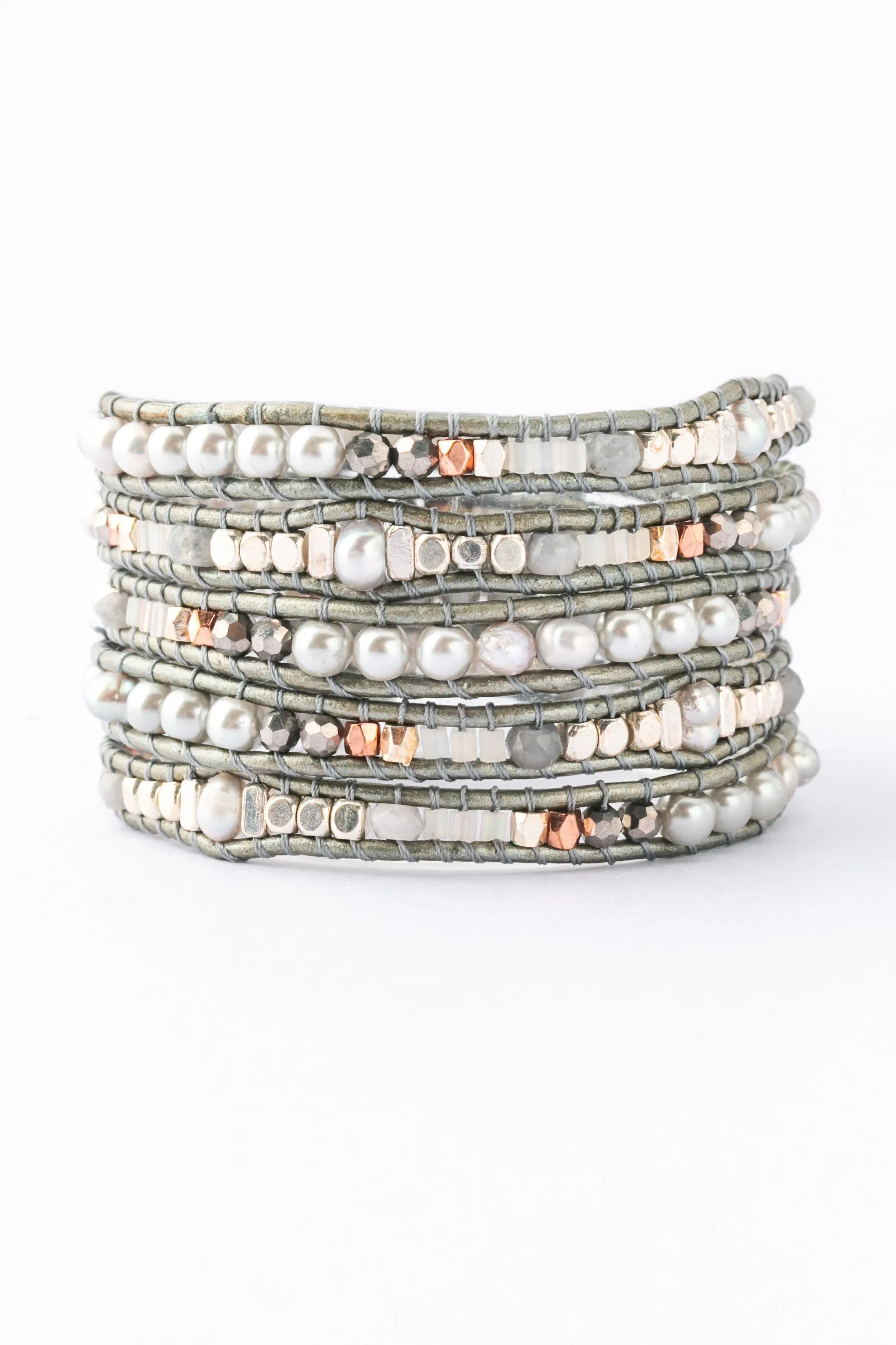 Silver Pearl Grey Five Layer Wrap