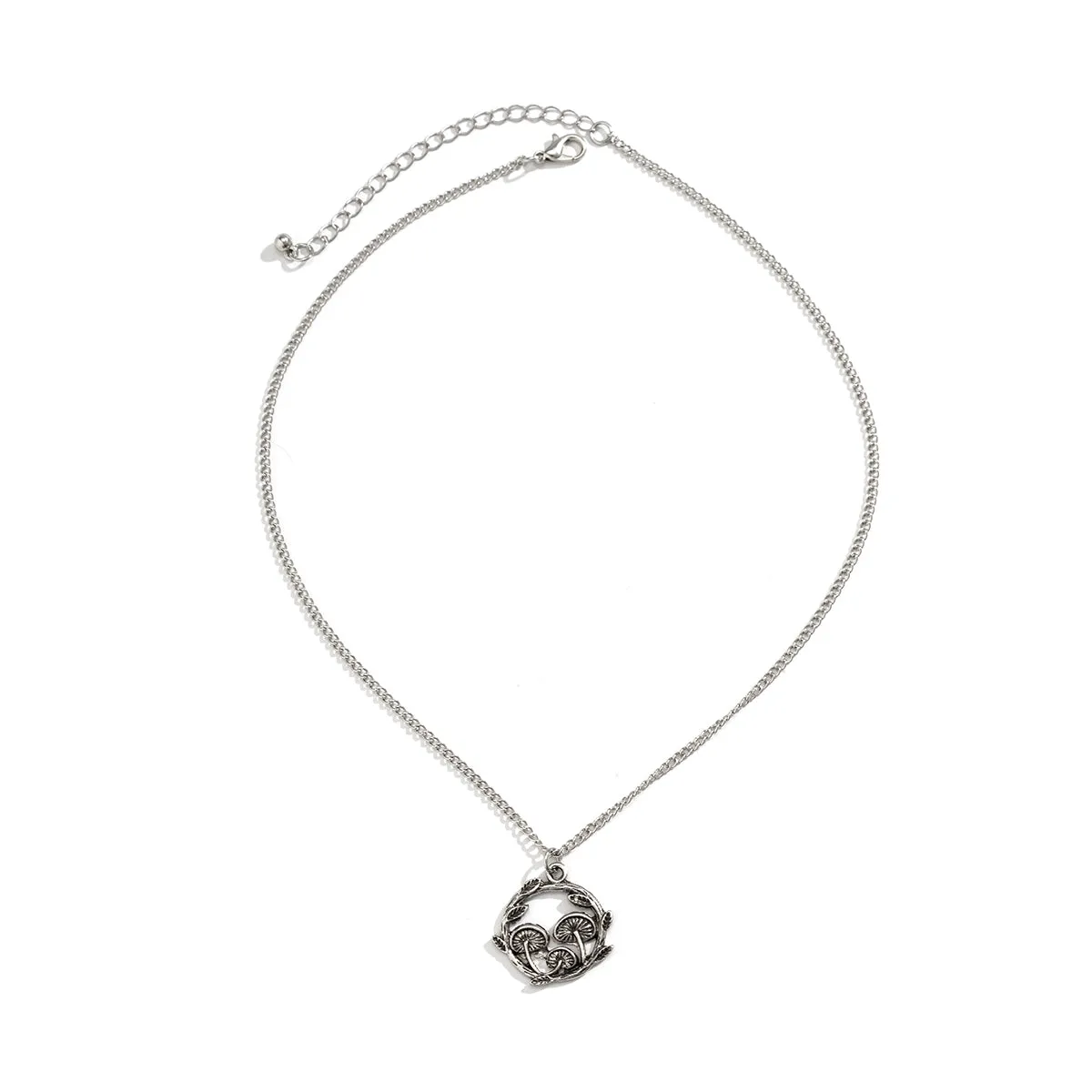 Silver-Plated Mushroom Cluster Pendant Necklace