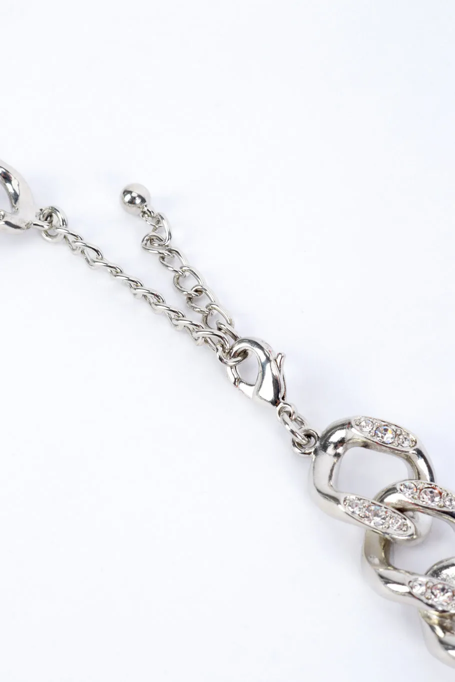 Silver Rhinestone Curb Chain Necklace
