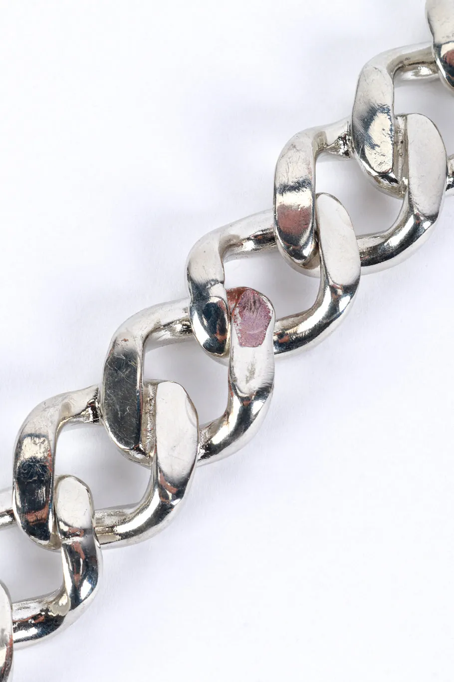 Silver Rhinestone Curb Chain Necklace