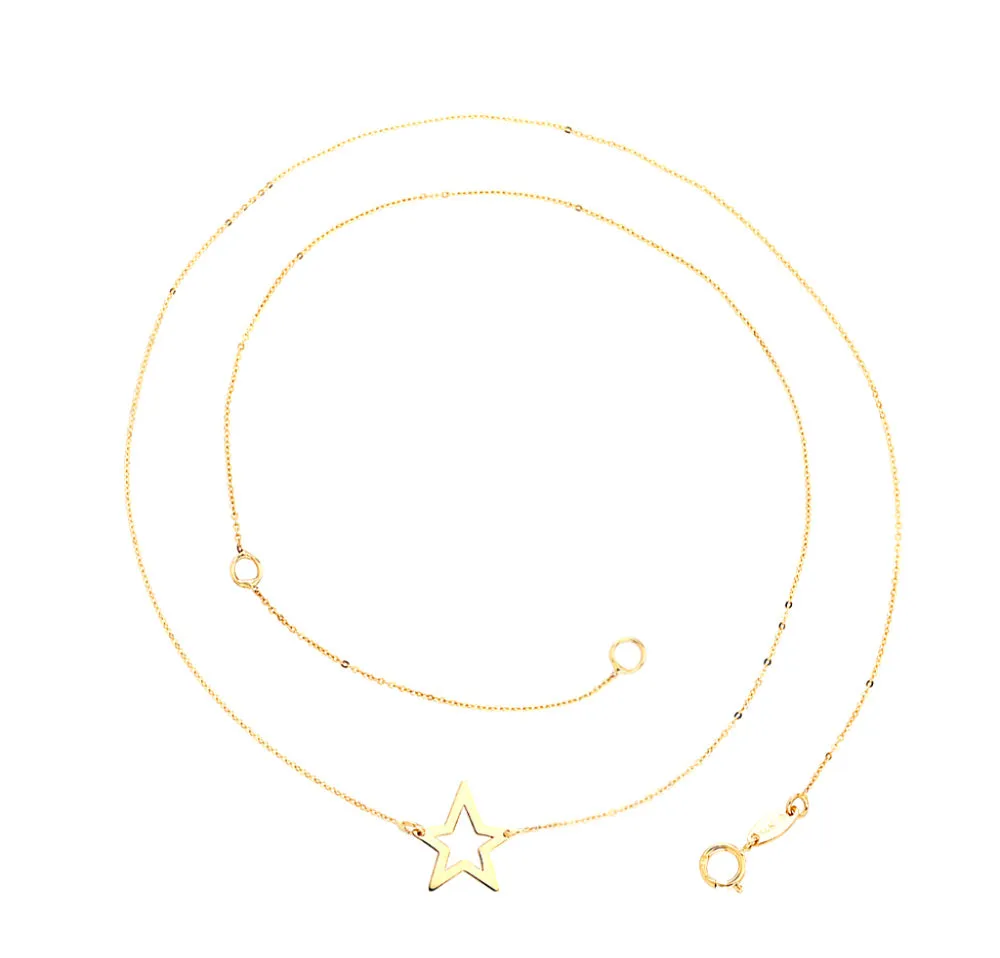 Single Open Star Gold Necklace