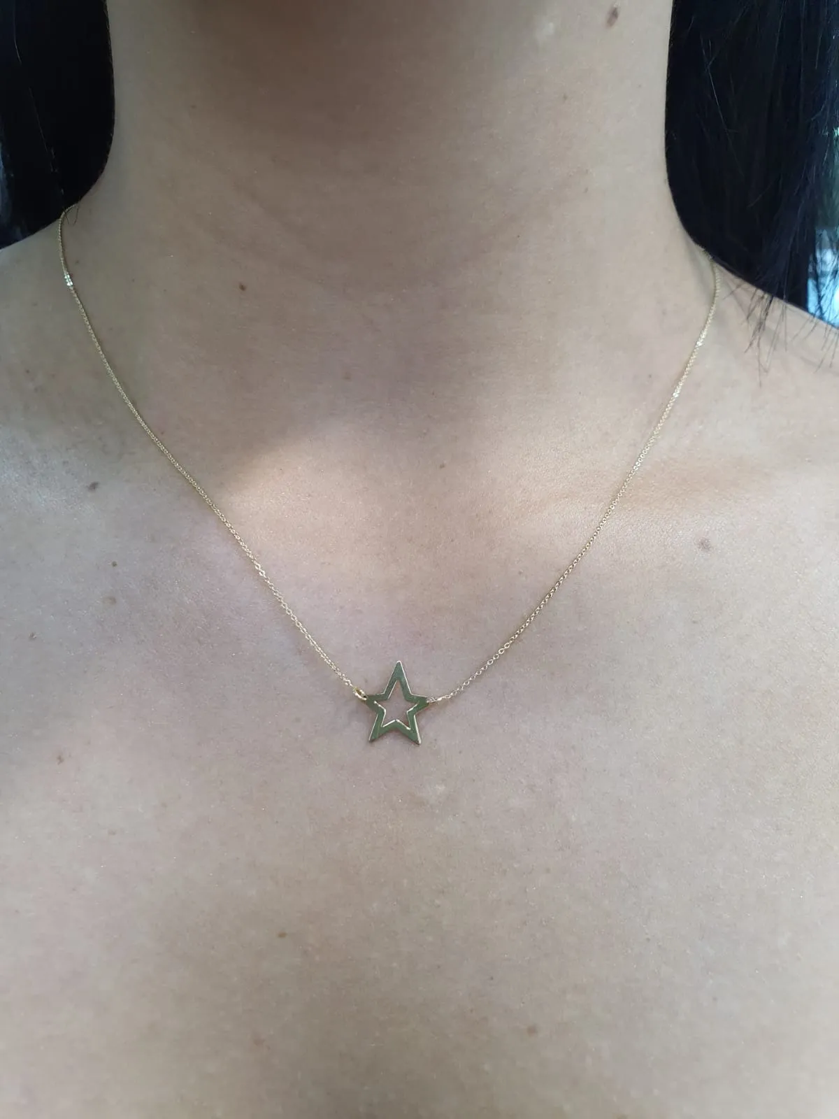 Single Open Star Gold Necklace