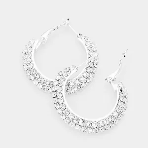 Small Crystal Hoop Earrings on Silver | 1.25" | 233639