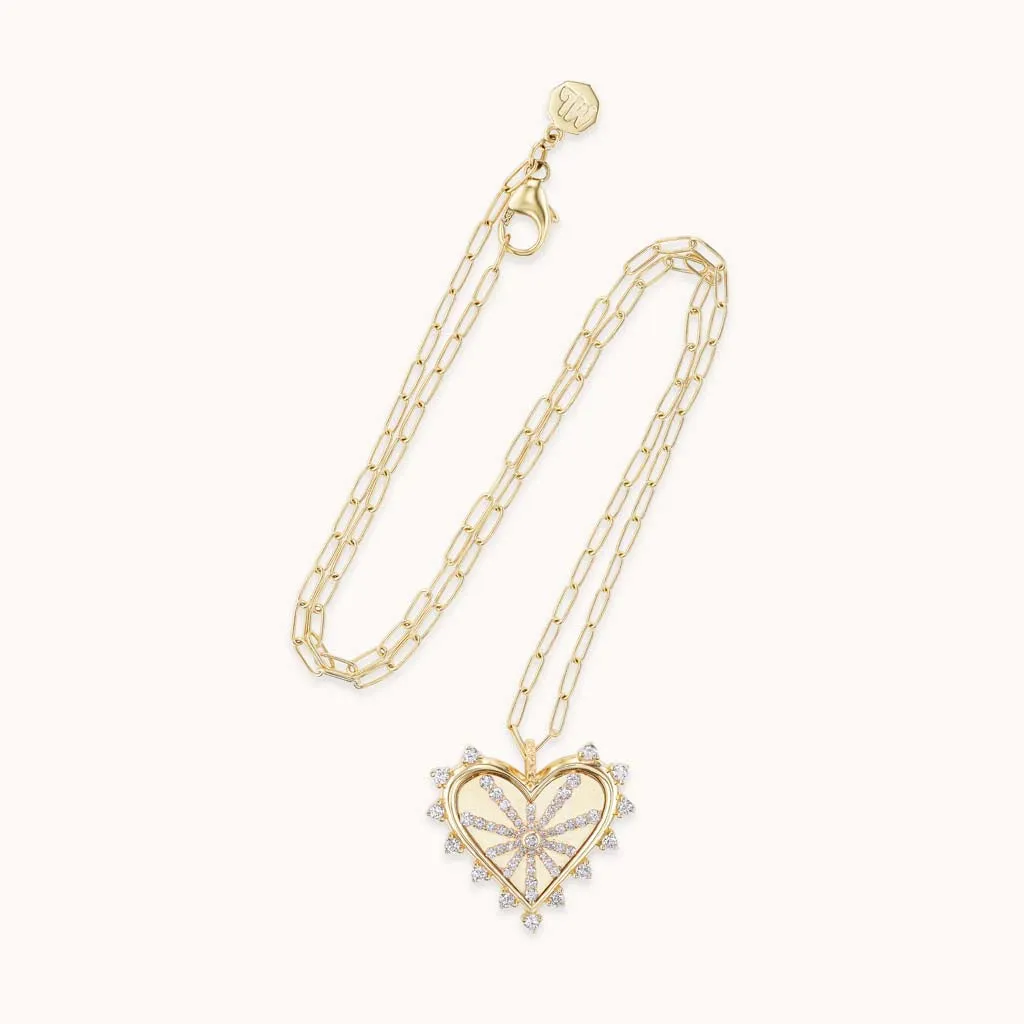 Small Spiked Heart Pavé Necklace