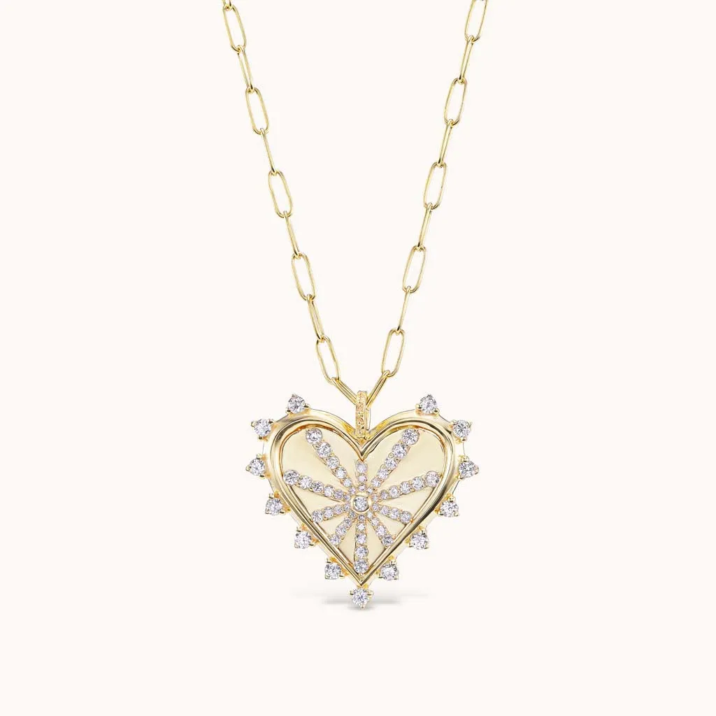 Small Spiked Heart Pavé Necklace