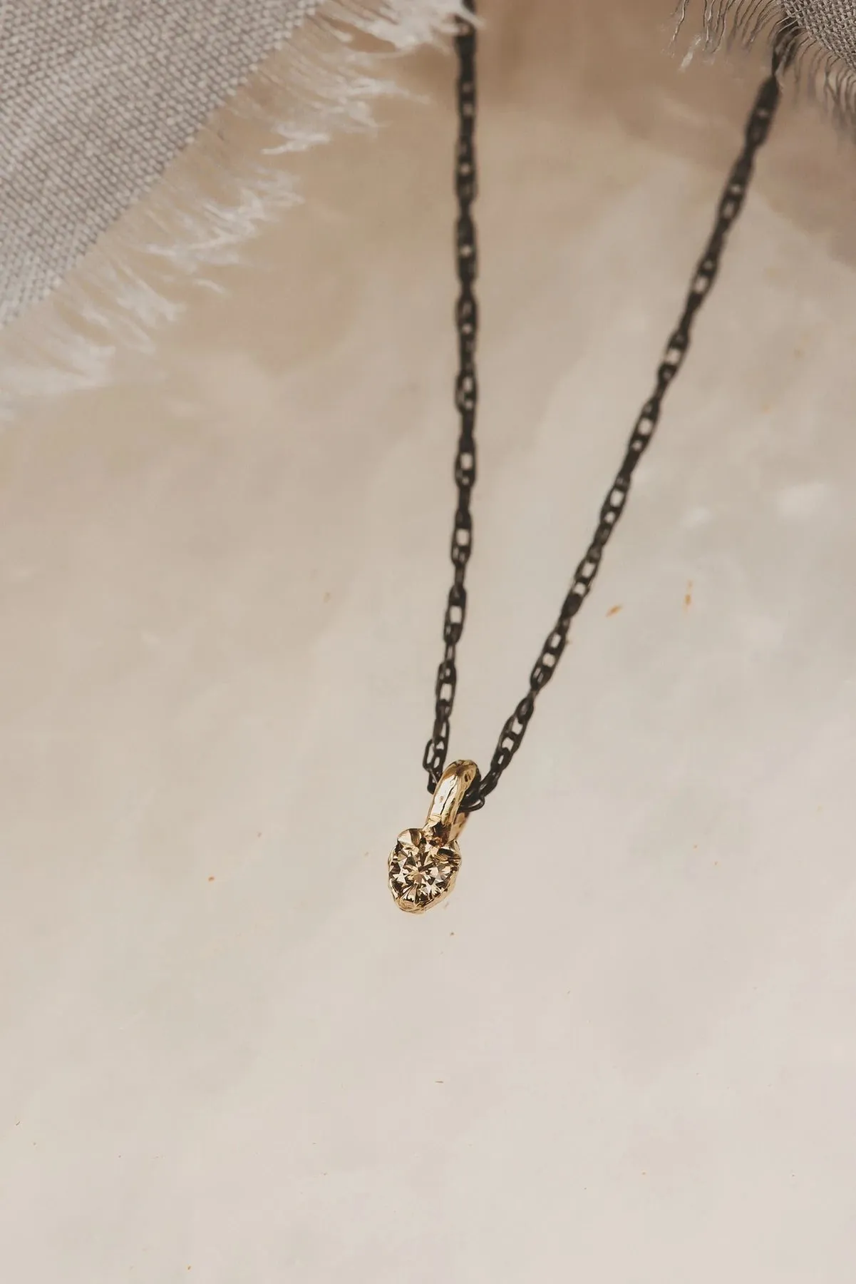 Solid Gold Champagne Diamond Pendant