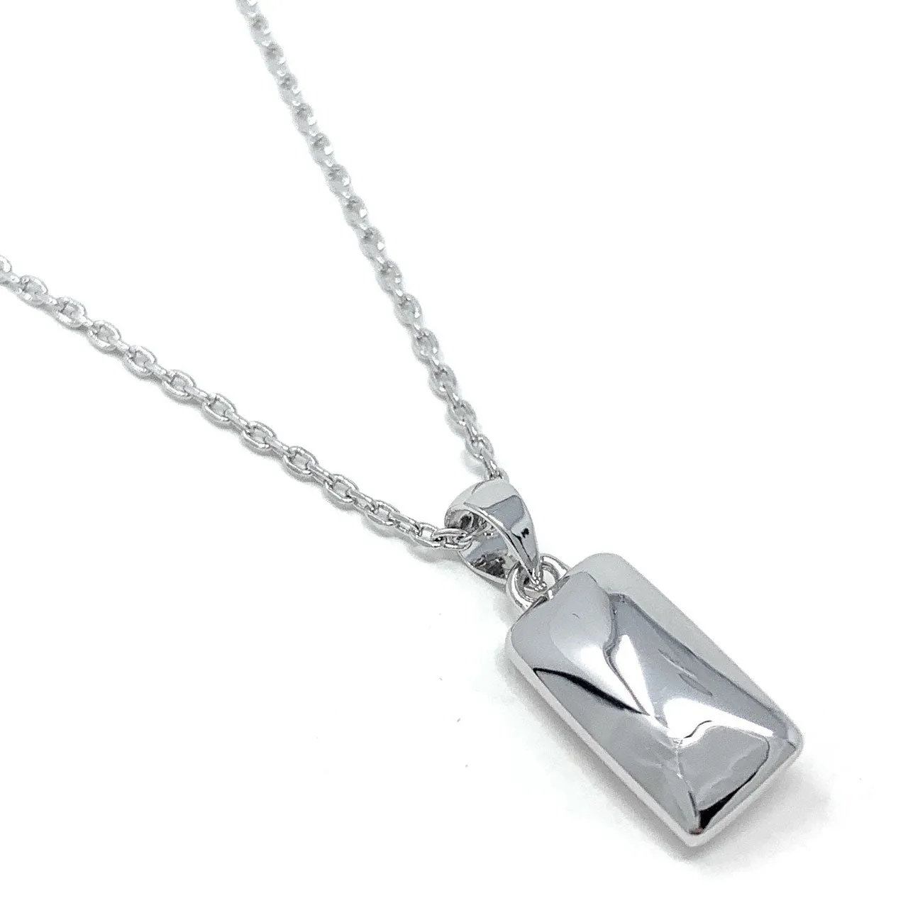 Sophia Pendant Necklace with White Clear Rectangle Crystals from Swarovski Silver Toned Rhodium Plated