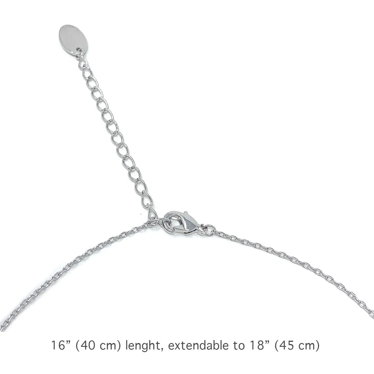 Sophia Pendant Necklace with White Clear Rectangle Crystals from Swarovski Silver Toned Rhodium Plated