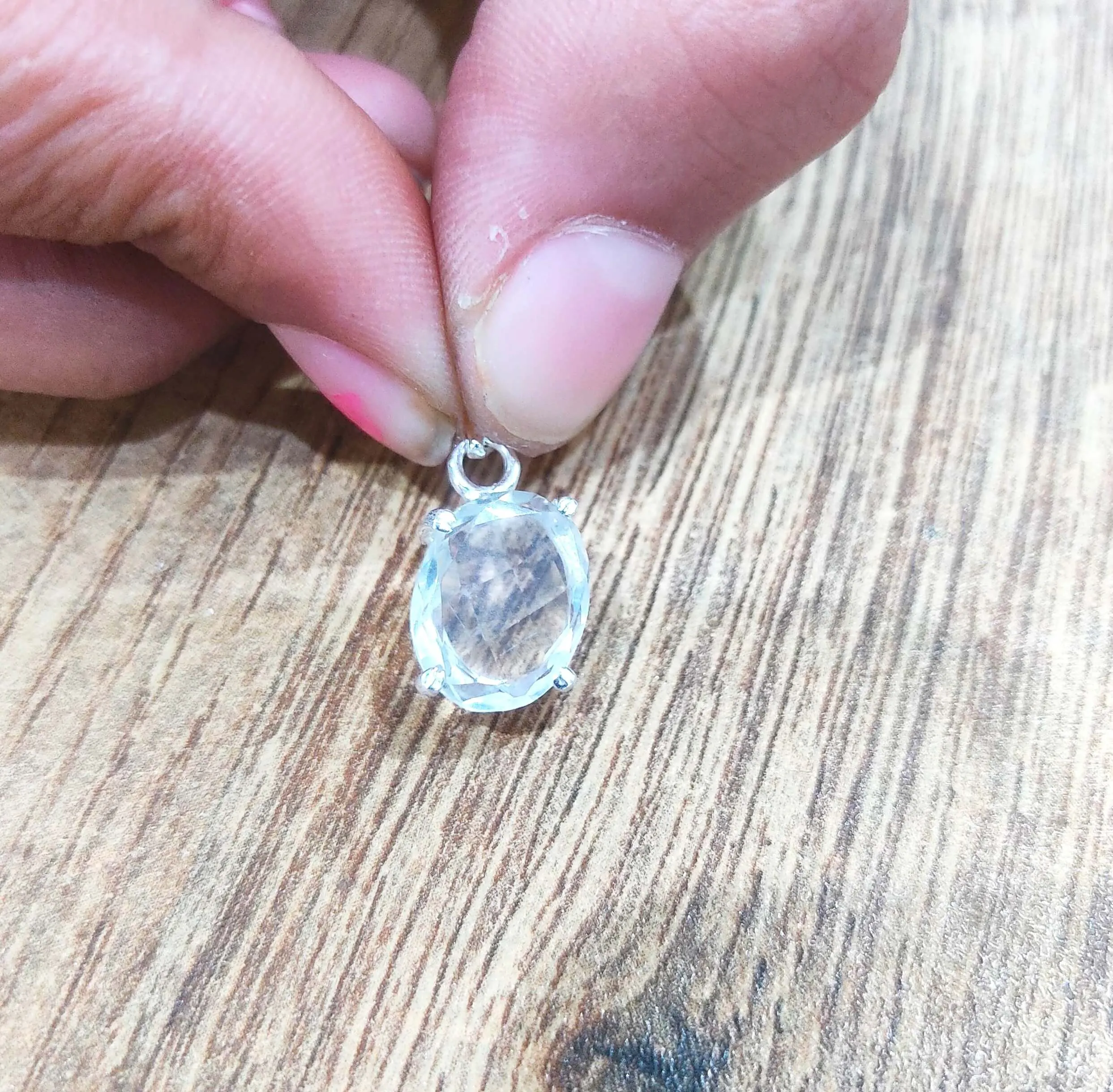 Sphatik Pendant - 100% Pure crystal Quartz