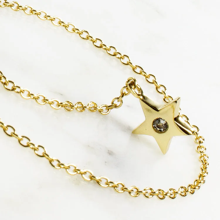 Star CZ Lariat Necklace - Gold