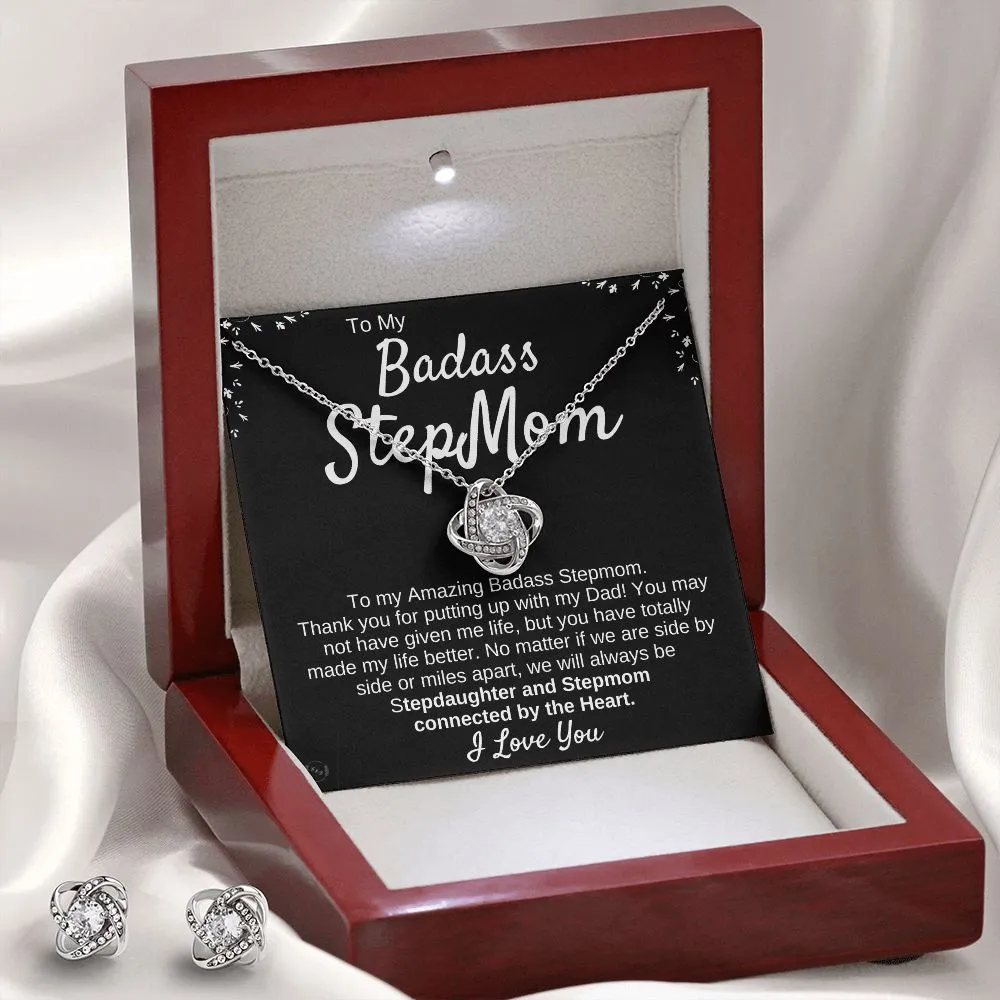Stepmom Love Knot Necklace & Earring Set From Step Daughter