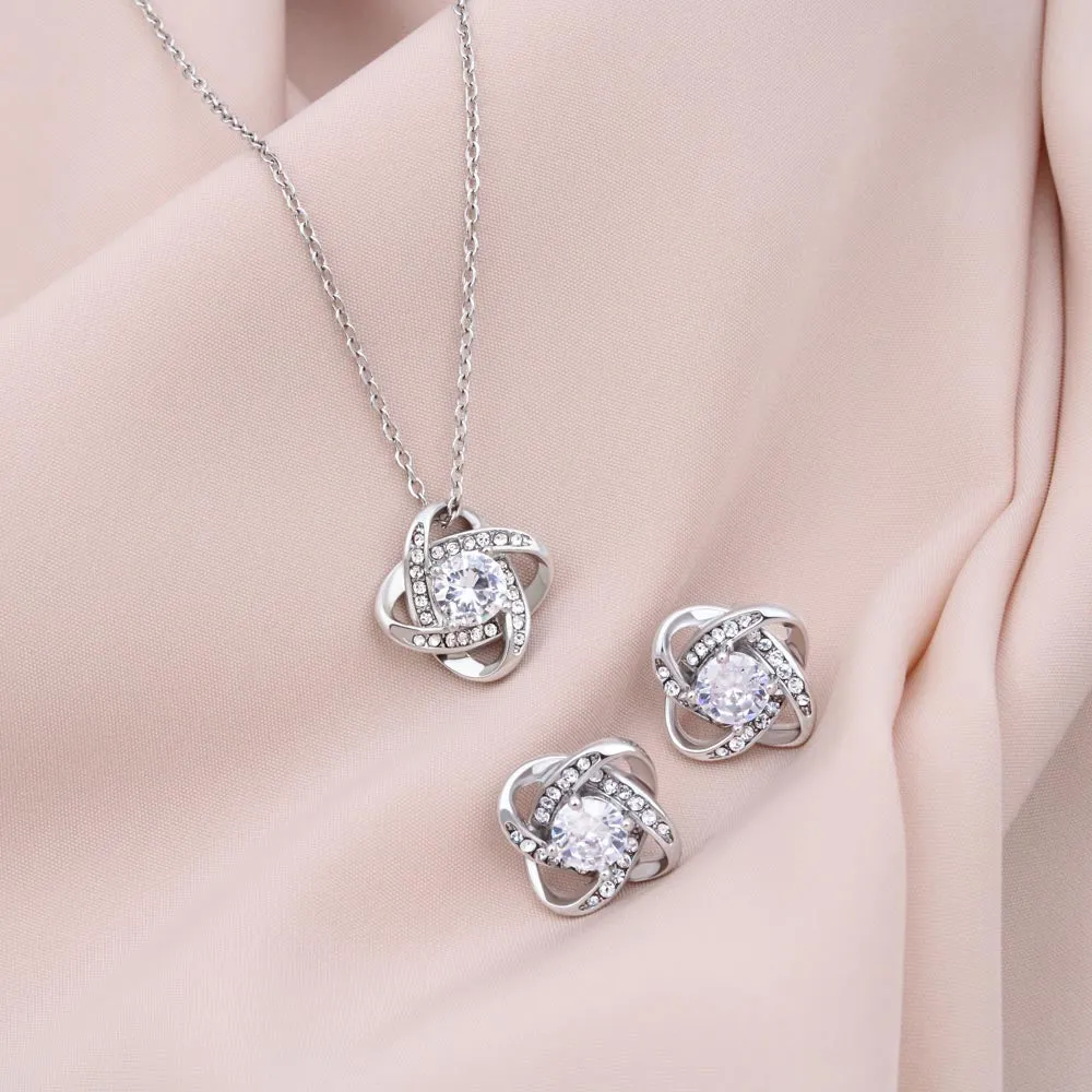 Stepmom Love Knot Necklace & Earring Set From Step Daughter