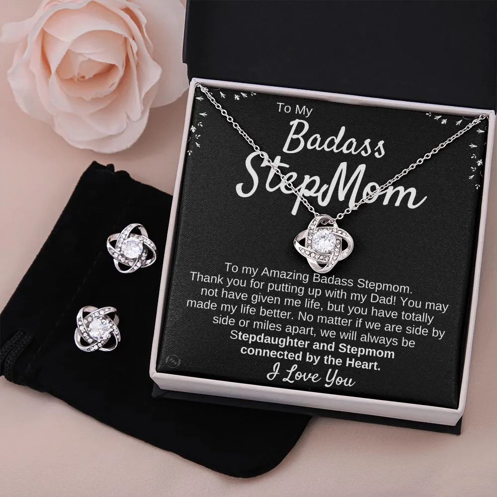 Stepmom Love Knot Necklace & Earring Set From Step Daughter