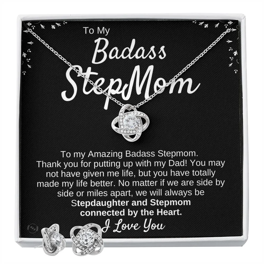 Stepmom Love Knot Necklace & Earring Set From Step Daughter