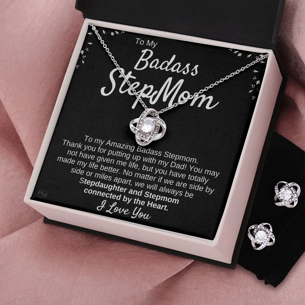Stepmom Love Knot Necklace & Earring Set From Step Daughter