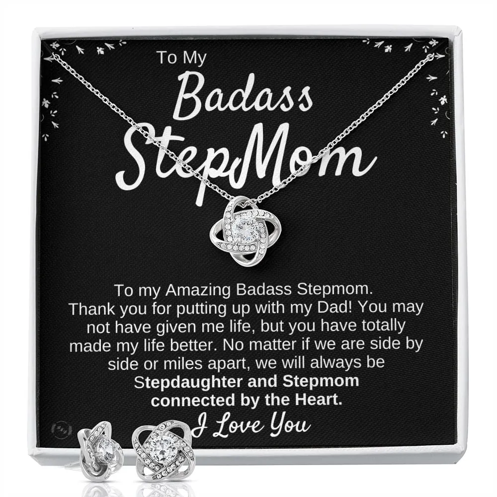 Stepmom Love Knot Necklace & Earring Set From Step Daughter