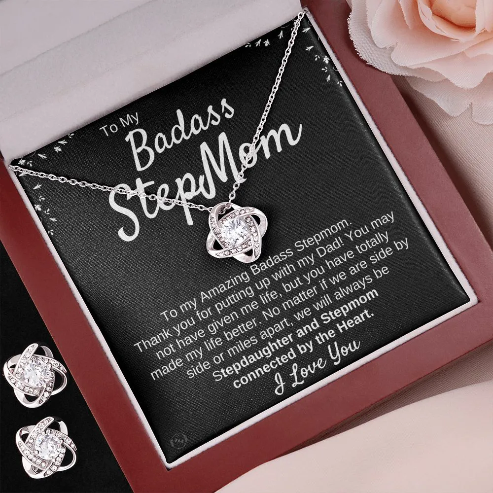 Stepmom Love Knot Necklace & Earring Set From Step Daughter