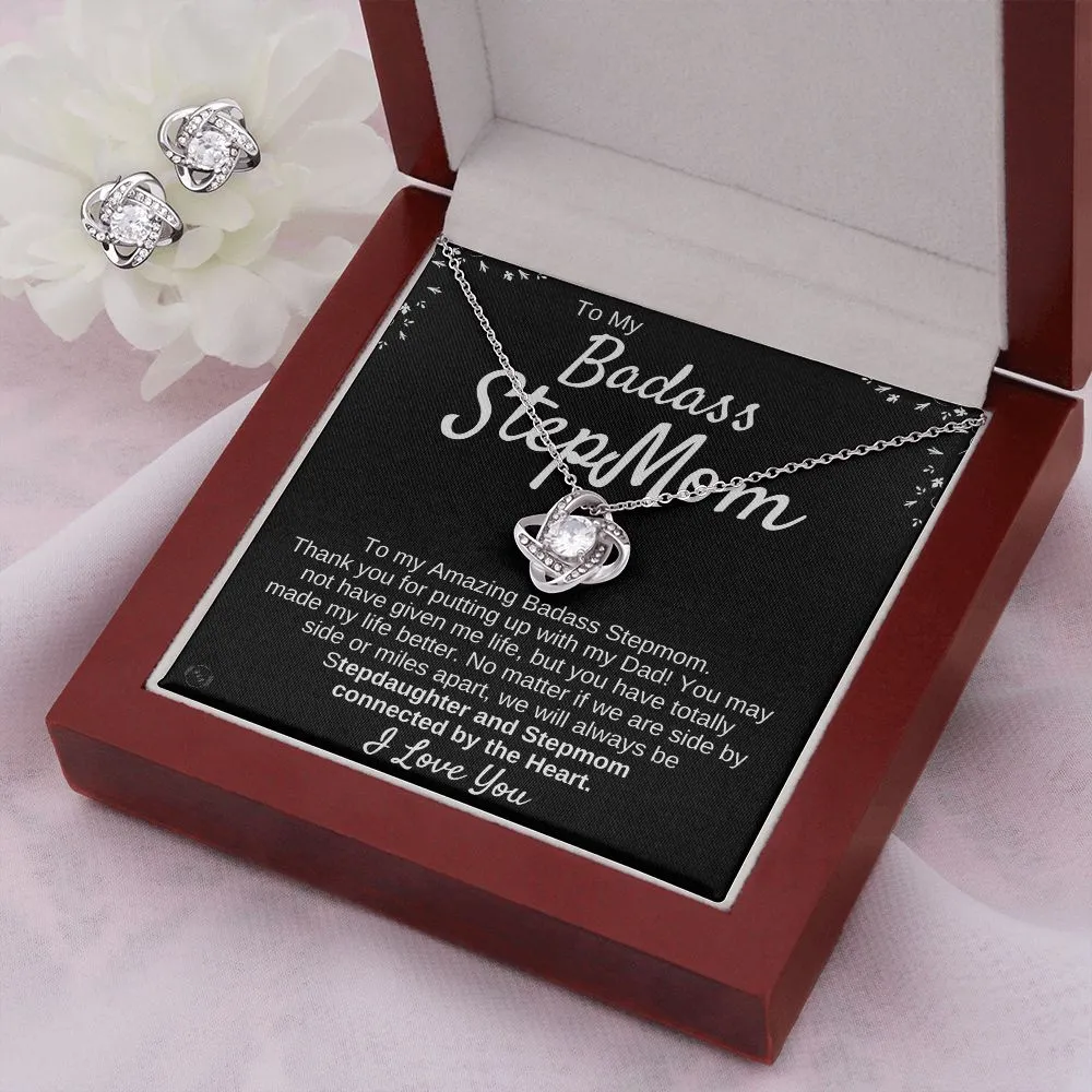 Stepmom Love Knot Necklace & Earring Set From Step Daughter