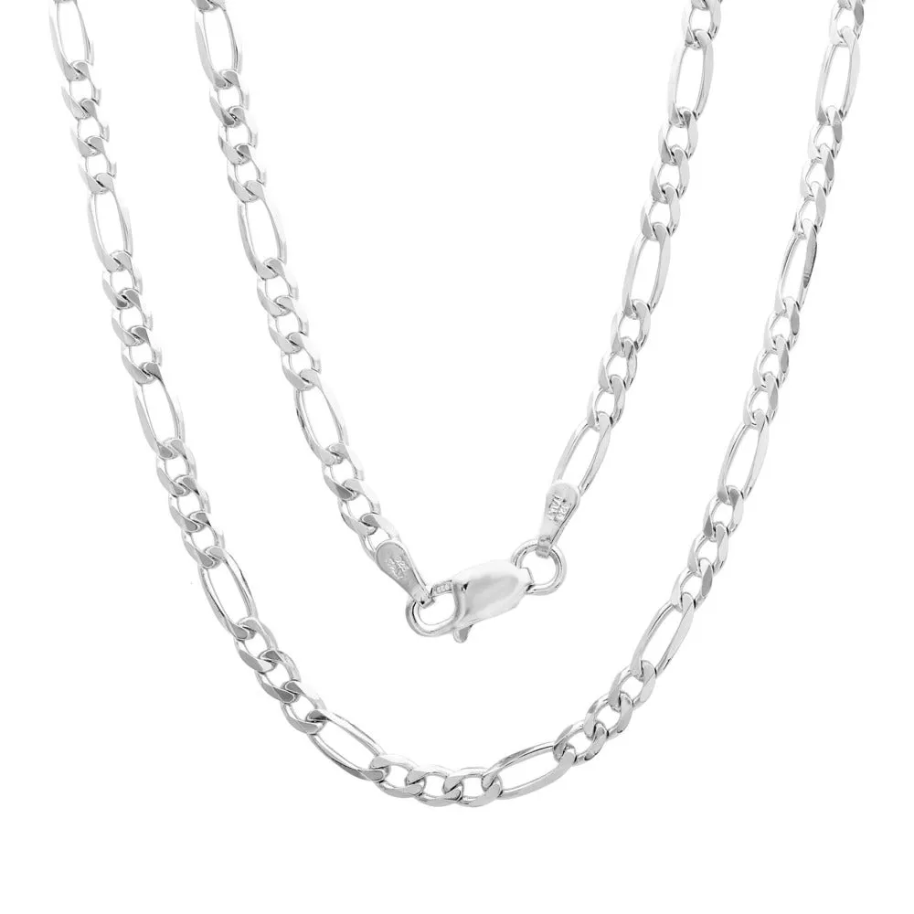 Sterling Essentials Italian Silver 3Mm Diamond-Cut Figaro Chain Necklace (16-30 Inch)