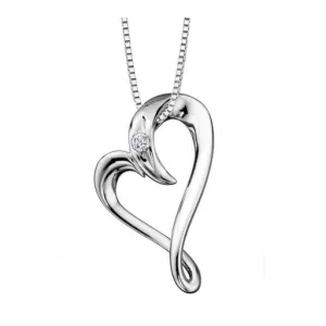 Sterling Silver (0.04ct) Canadian Diamond Heart Pendant