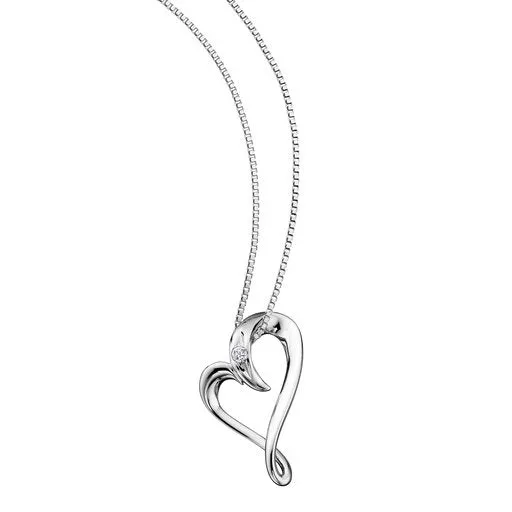 Sterling Silver (0.04ct) Canadian Diamond Heart Pendant