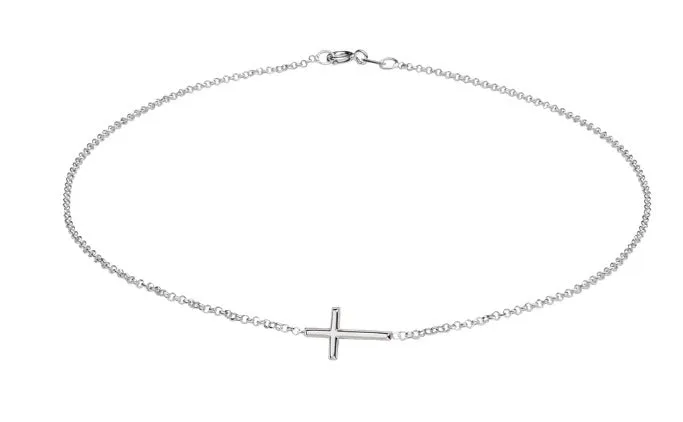 Sterling Silver Children's Horizontal Cross Necklace for Girls