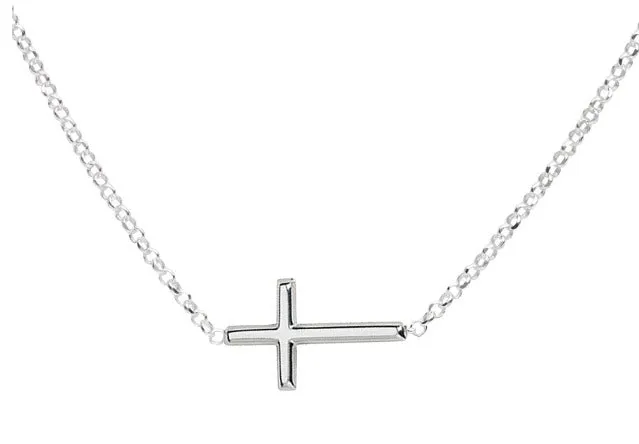 Sterling Silver Children's Horizontal Cross Necklace for Girls