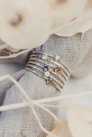 Sterling Silver Dainty Birthstone Ring