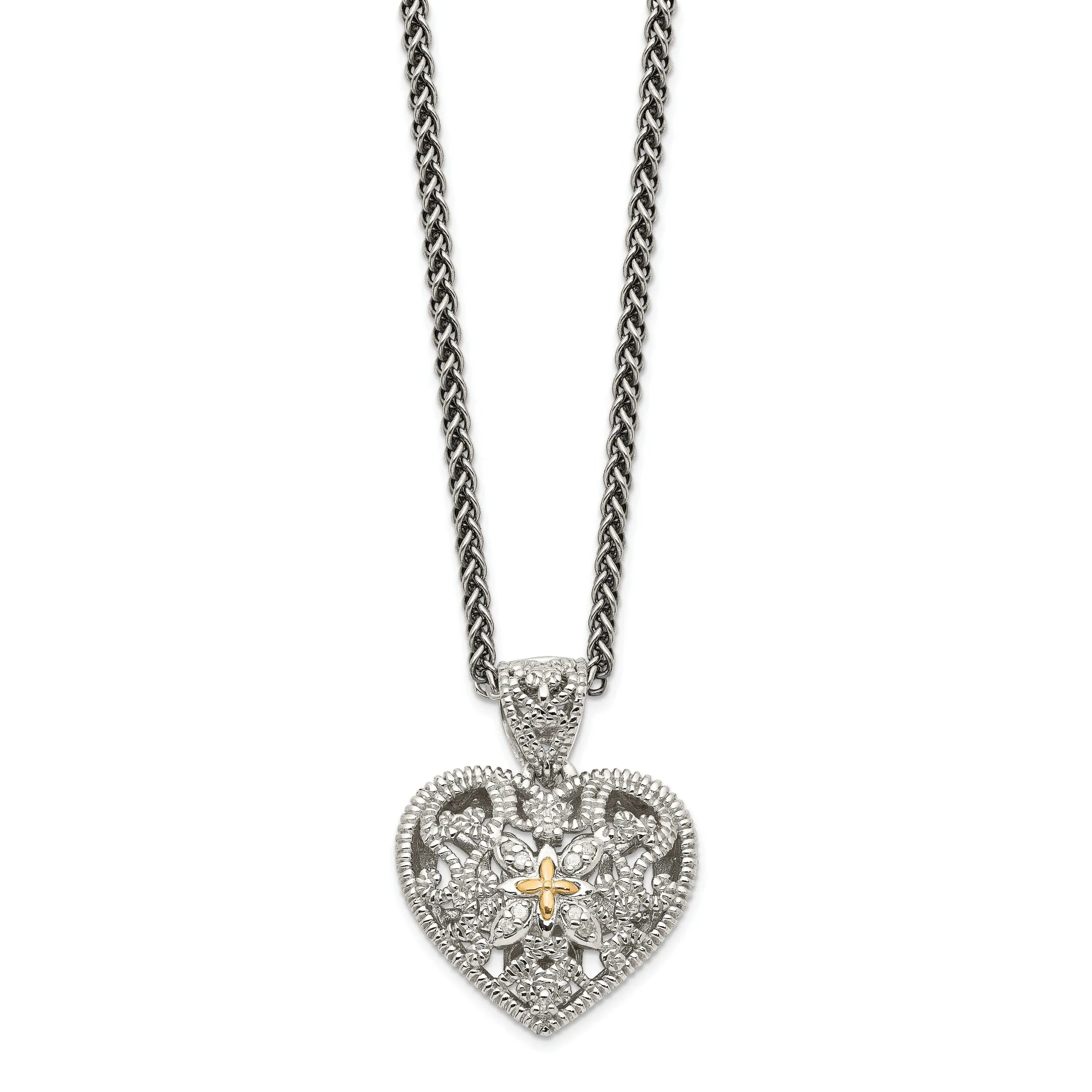 Sterling Silver Gold Diamond Necklace