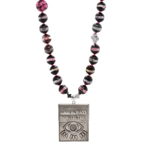 Sterling Silver I Am Always Protected Pendant Beaded Necklace