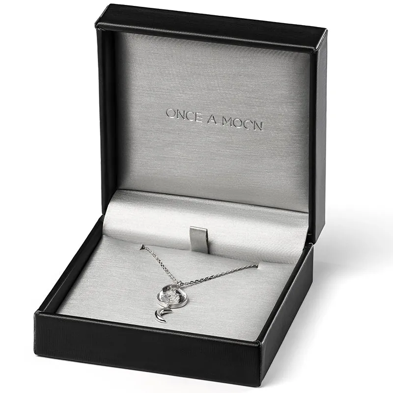 Sterling Silver Swaying Crescent Necklace Made With Moon Meteorite