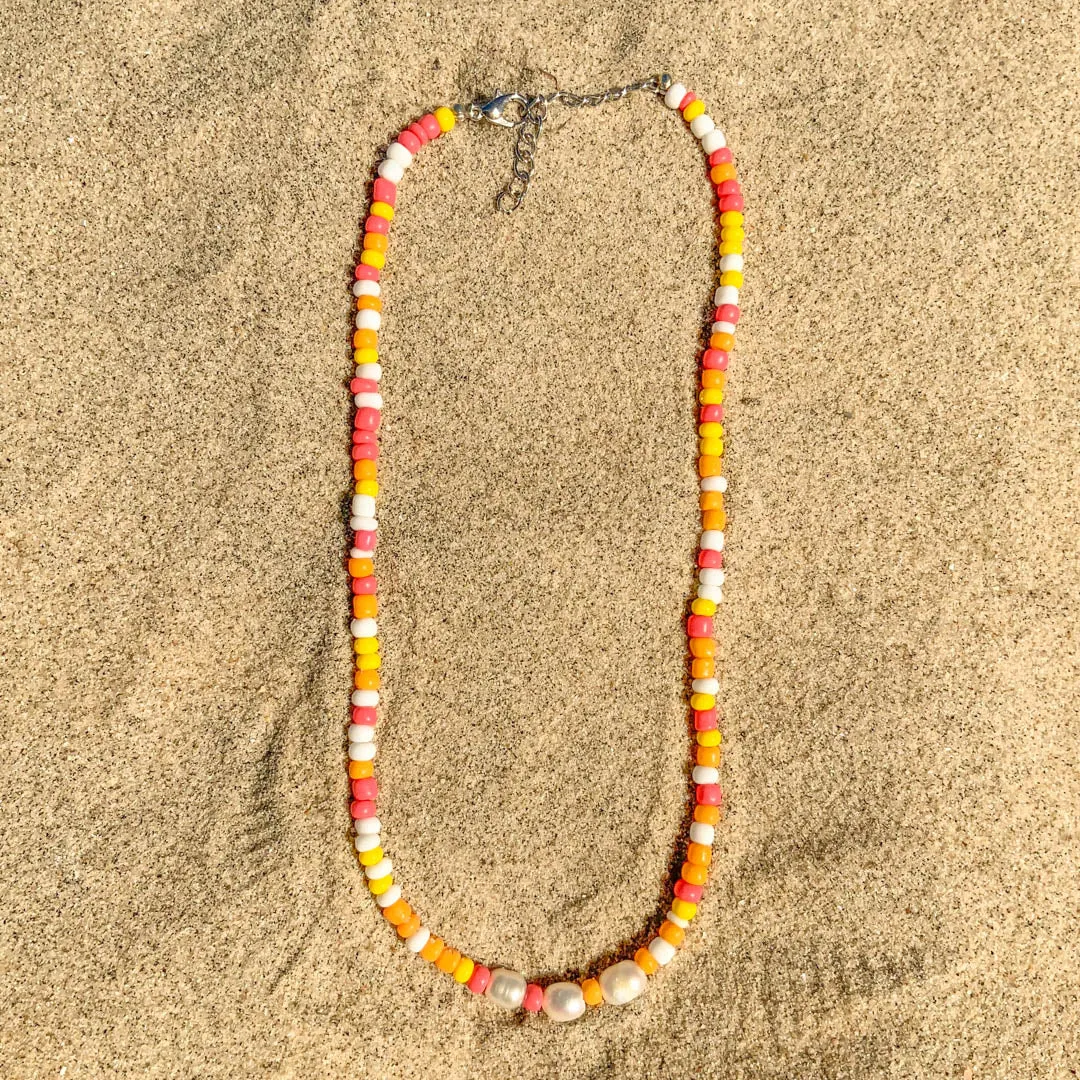 Sunrise Pearl Beaded Necklace