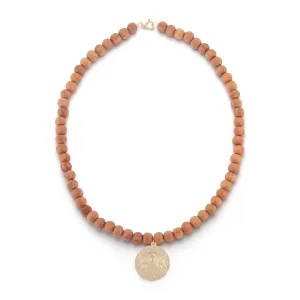 Swan Wood Bead Charm Necklace