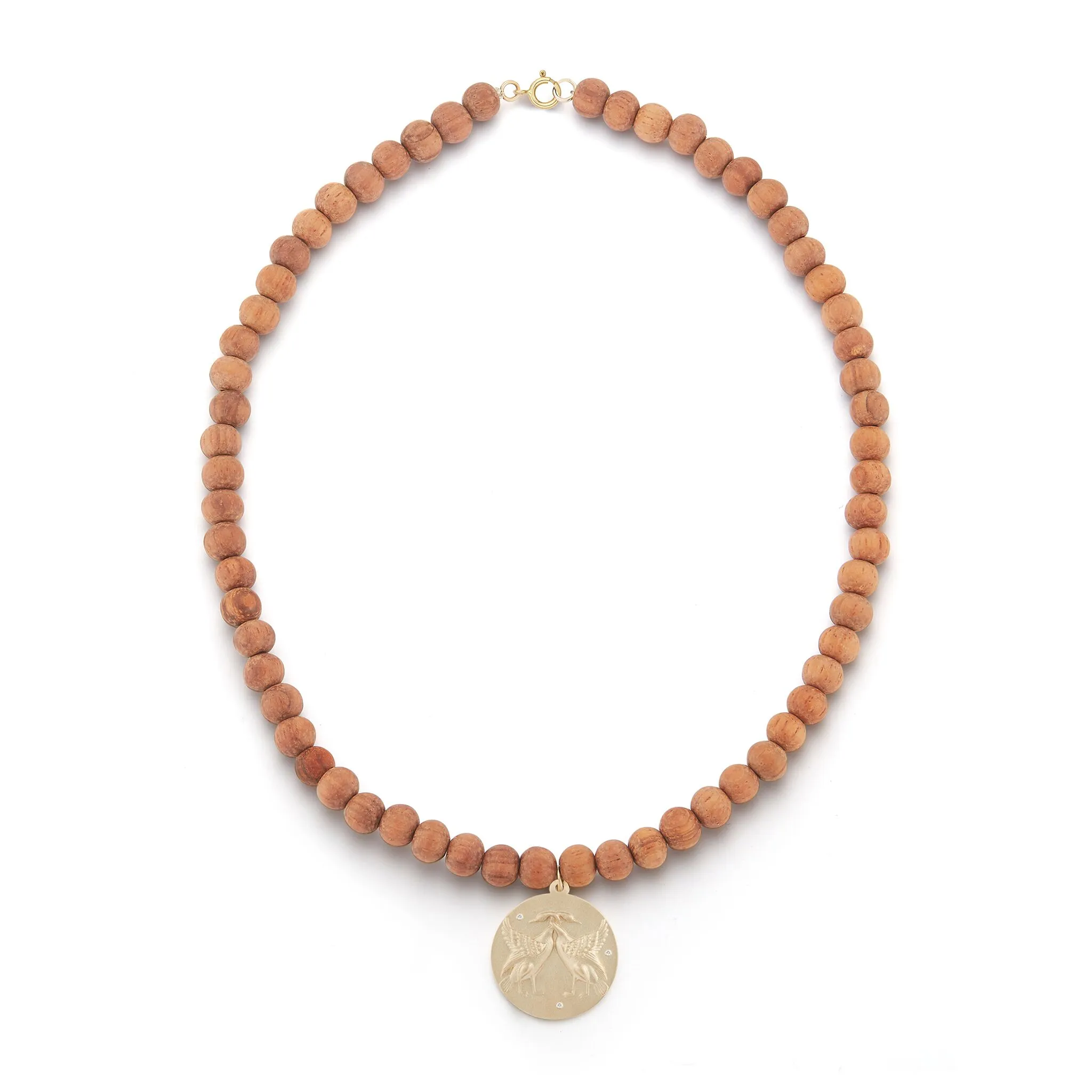Swan Wood Bead Charm Necklace