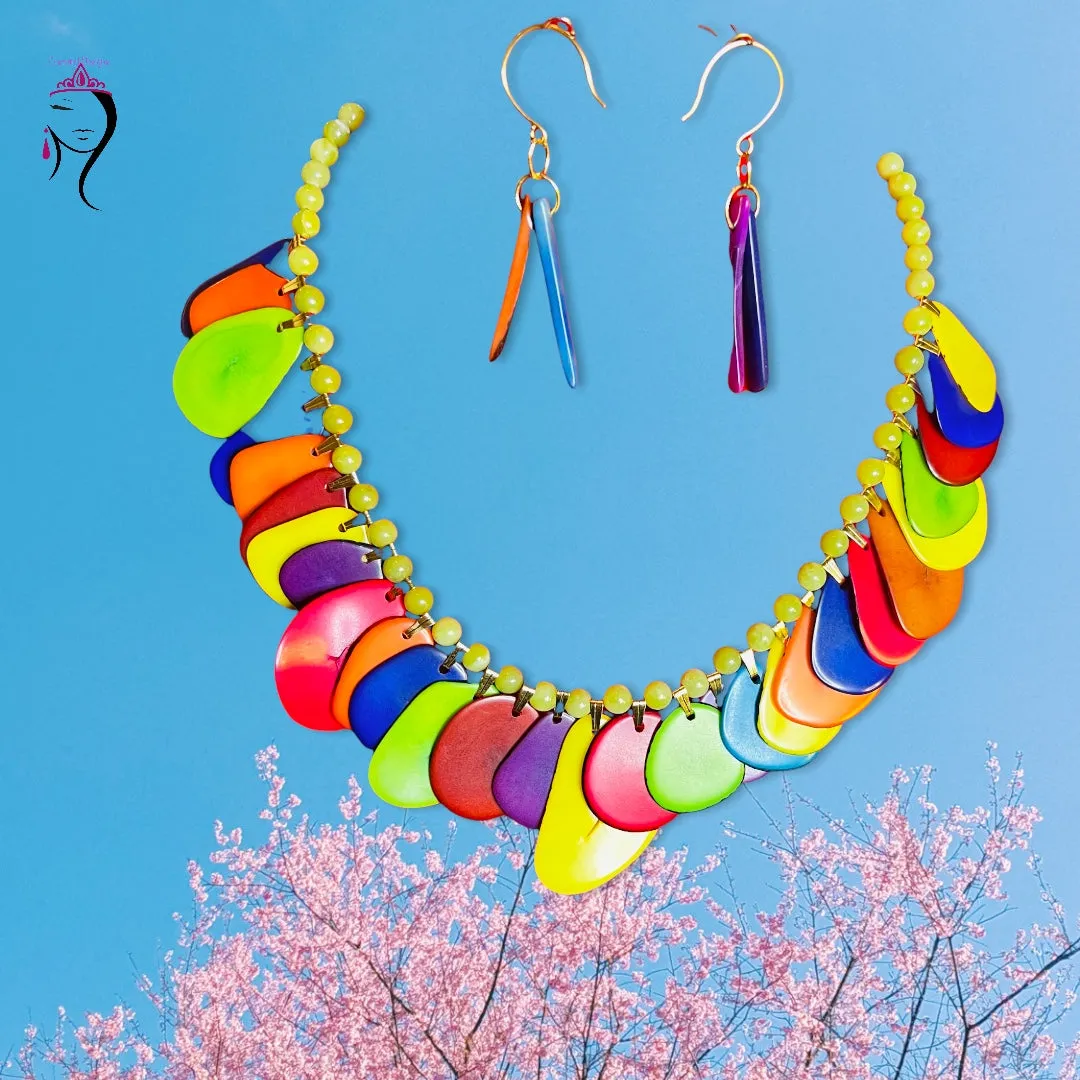 Tagua Nut Disk Necklace Set #22022