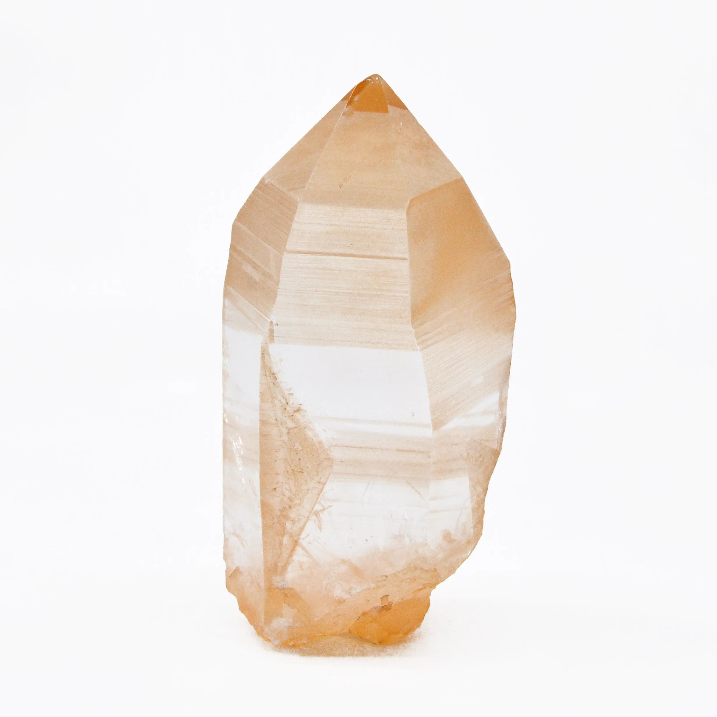 Tangerine Quartz with Iron 4.8 inch Partial Polished Crystal Point - Brazil