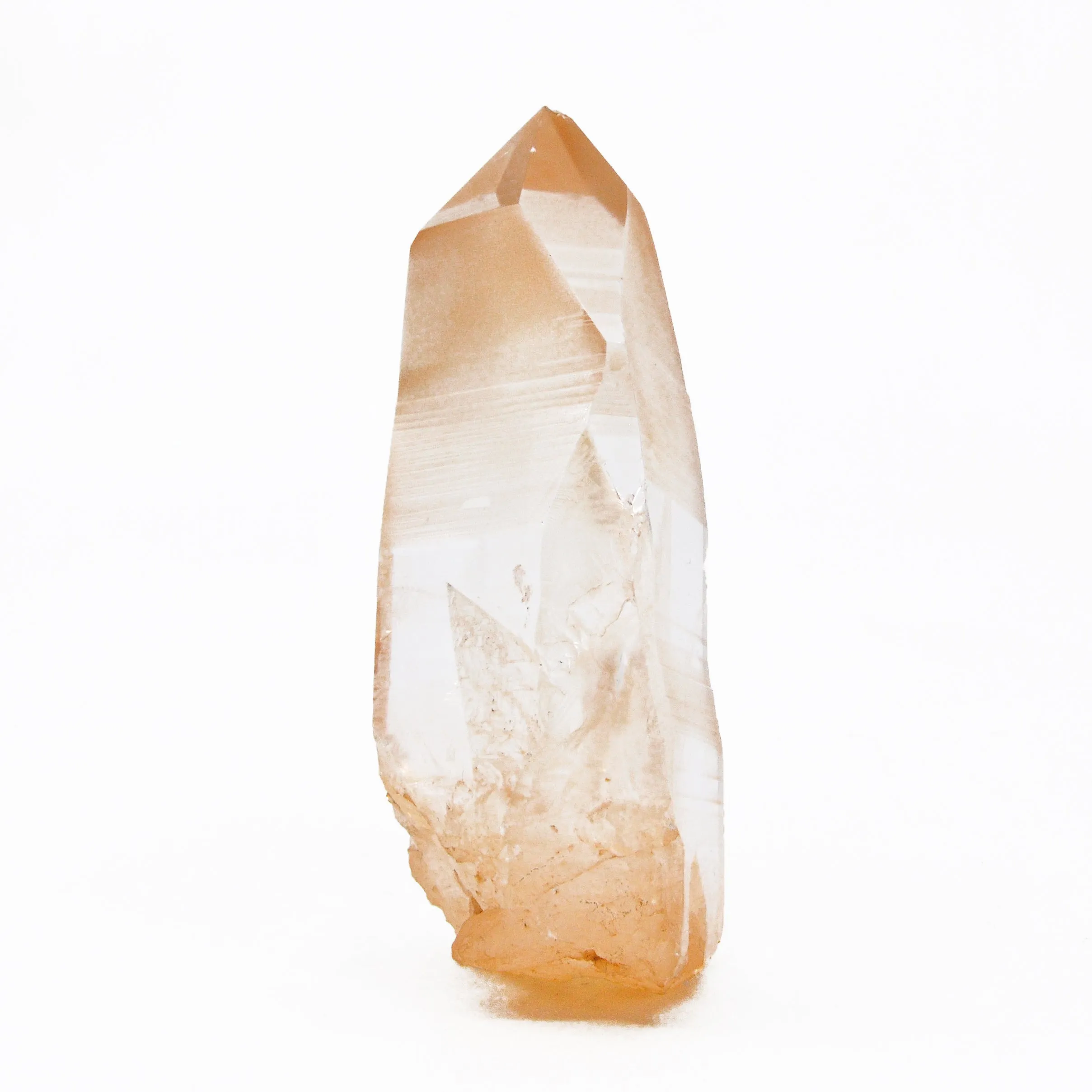 Tangerine Quartz with Iron 4.8 inch Partial Polished Crystal Point - Brazil